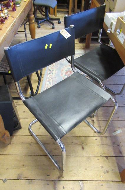 TWO BLACK AND CHROME CHAIRS Image