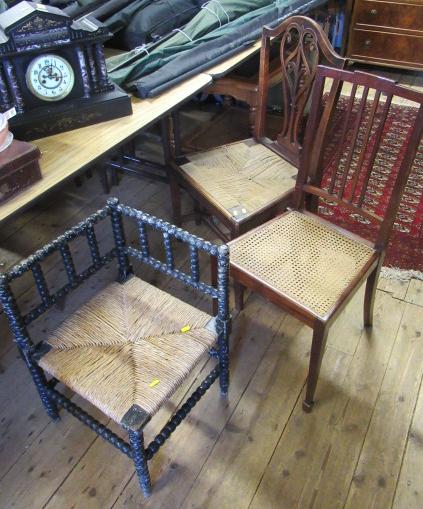 BOBBIN TURNED CORNER CHAIR AND TWO OTHERS Image