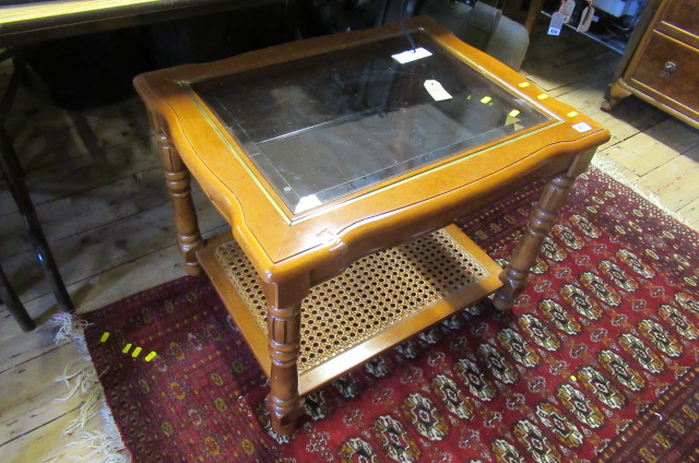 GLASS TOP BERGERE COFFEE TABLE Image
