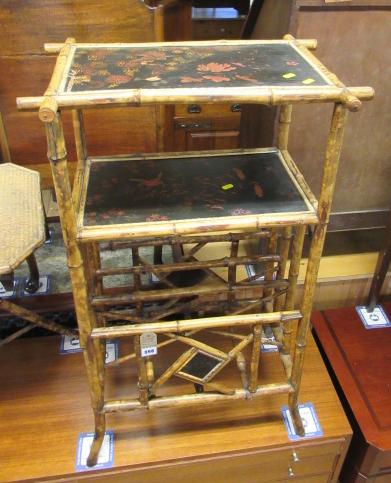 TWO TIER BAMBOO TABLE WITH INSET LAQUER PANELS Image