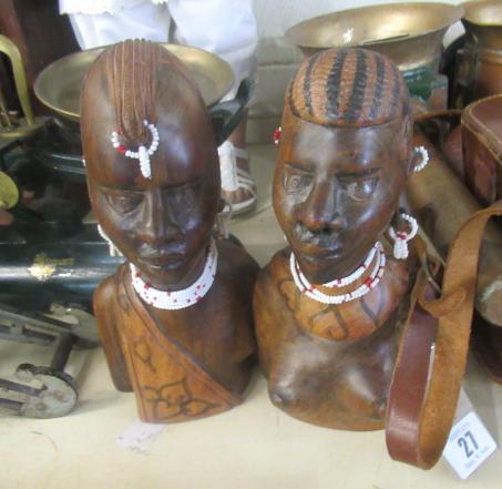 TWO CARVED AFRICAN BUSTS Image