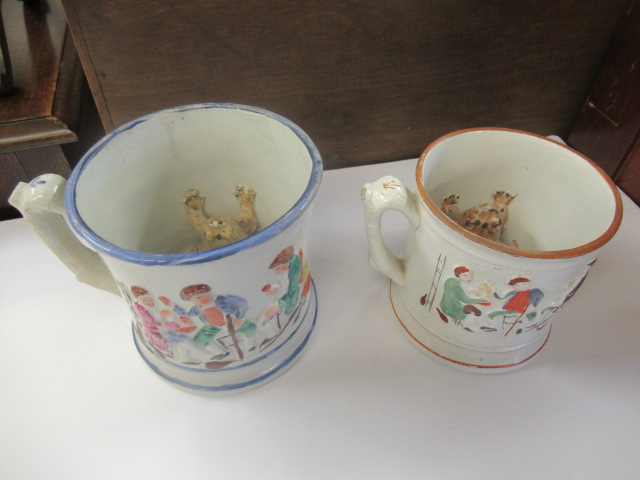TWO STAFFORDSHIRE FROG MUGS Image