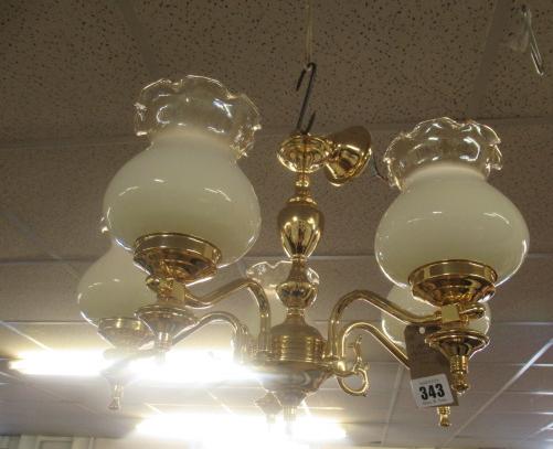FIVE BRANCH BRASS LIGHT FITTING Image