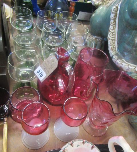 QUANTITY OF CRANBERRY AND OTHER GLASS Image