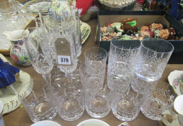 QUANTITY OF CUT GLASS FLUTES AND TUMBLERS Image