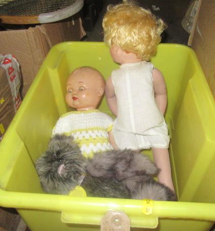 TWO DOLLS AND A TEDDY BEAR Image