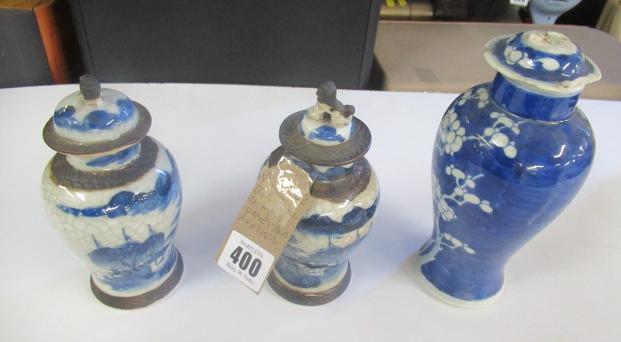 PAIR OF SMALL CHINESE VASES AND ANOTHER Image