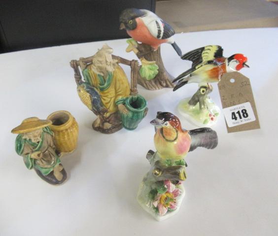TWO ROYAL DOULTON BIRDS AND TWO ORIENTAL FIGURES AND ANOTHER BIRD Image