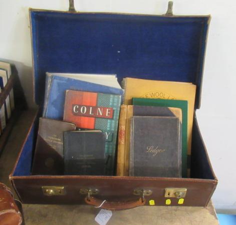 LEATHER CASE OF YORKSHIRE TEXTILE INDUSTRY BOOKS  Image