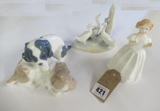 ROYAL DOULTON FIGURE AND TWO NAO ANIMALS Image