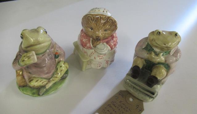 TWO ROYAL ALBERT BEATRIX POTTER FIGURES OF MR TOAD AND MRS TIGGYWINKLE ETC Image
