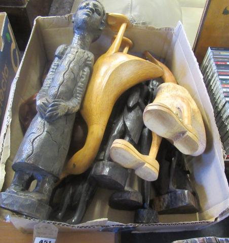 QUANTITY OF CARVED AFRICAN FIGURES ETC Image