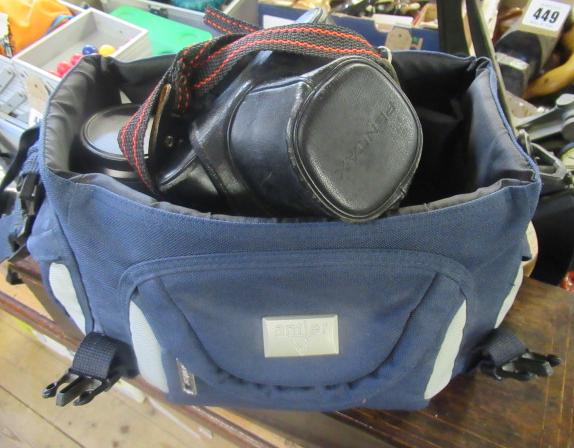 ANTLER BAG CONTAINING PENTAX CAMERA AND OTHER CAMERA LENSES Image