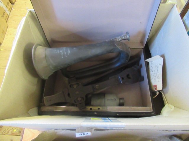 BOX CONTAINING 1916 HAWKES AND SONS BUGLE ETC Image