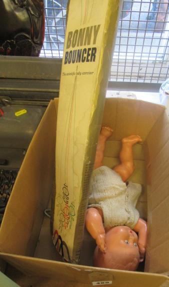 DOLL AND VINTAGE BABY BOUNCER Image