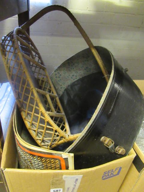 BOX OF MISCELLANEOUS ITEMS INCLUDING HATBOX Image