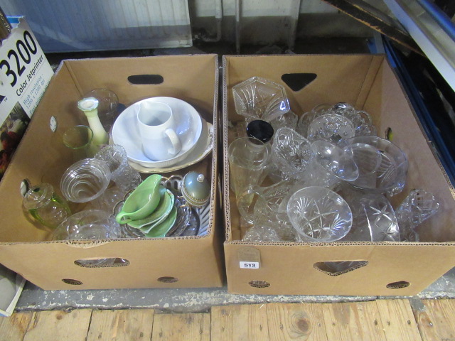 TWO BOXES OF GLASS AND CERAMICS Image
