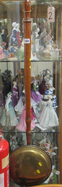 ANTIQUE COPPER AND BRASS BED WARMER Image