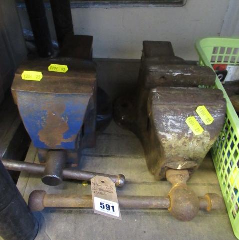 TWO IRON BENCH VICES Image