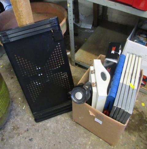 BOX OF MISCELLANEOUS INCLUDING ADJUSTABLE LAPTOP TABLE Image