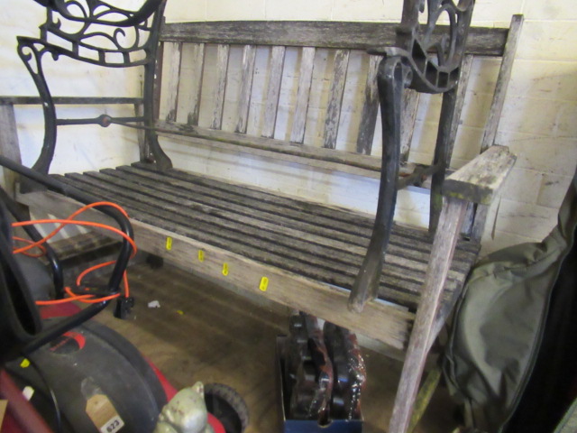 WOODEN GARDEN BENCH AND BENCH ENDS Image