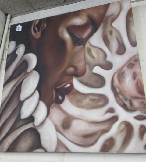 OIL ON CANVAS WOMAN WITH SHELL BY ANNETT SOBOTTA Image