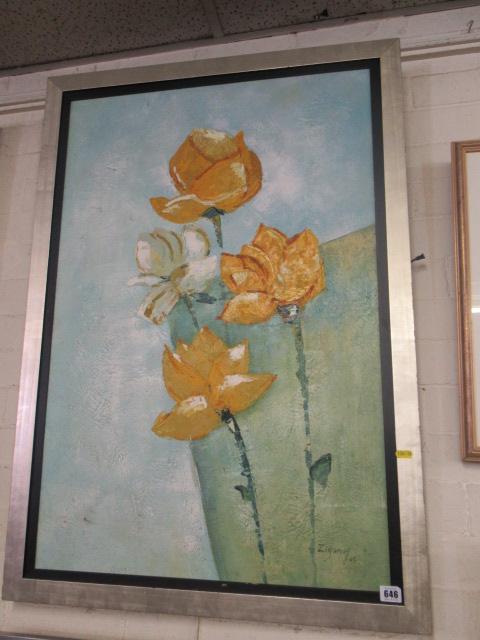 LARGE OIL ON CANVAS OF FLOWERS SIGNED ZIGANOF Image
