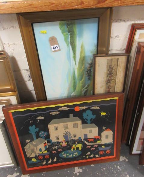 FIVE PICTURES INCLUDING RETRO FARMYARD SCENE Image