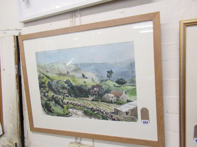 WATERCOLOUR OF THWAITE NORTH YORKSHIRE BY GJ GORE BOOTH Image
