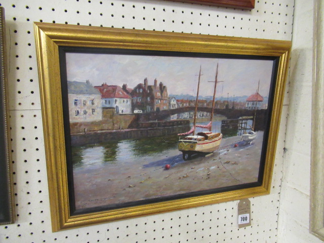 FRAMED OIL OF WHITBY SIGNED TREVOR SHOESMITH Image