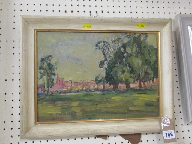 IMPRESSIONIST OIL OF A TOWN Image