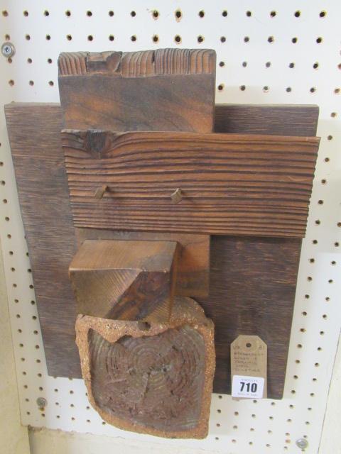 MODERNIST WOOD AND CERAMIC WALL SCULPTURE Image