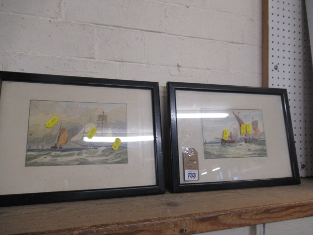 PAIR OF SEASCAPE WATERCOLOURS BY E BAILEY Image