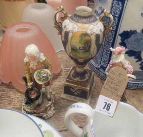 PAIR OF GERMAN FIGURES AND A NORITAKE VASE Image