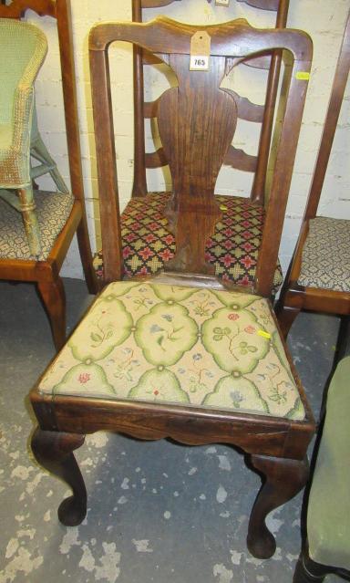 GEORGIAN TAPESTRY SEATED OAK CHAIR Image