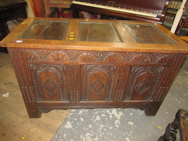 CARVED OAK COFFER Image