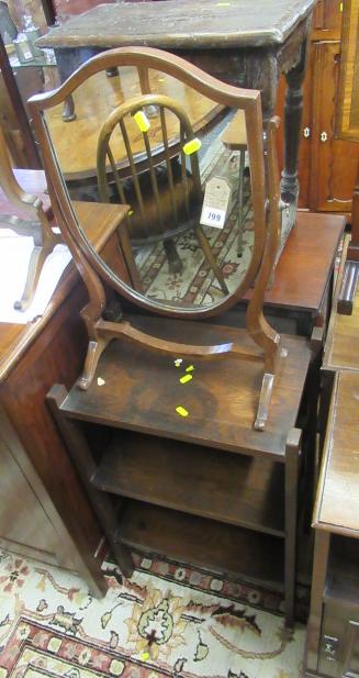 SMALL THREE TIER TABLE AND A MIRROR Image