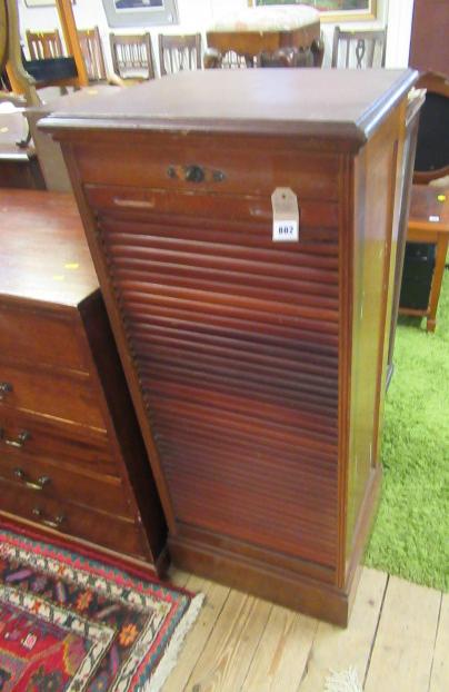 EDWARDIAN TAMBOUR FRONT FILING CABINET WITH KEY Image
