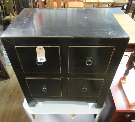 BLACK LACQUERED ORIENTAL STYLE CABINET Image