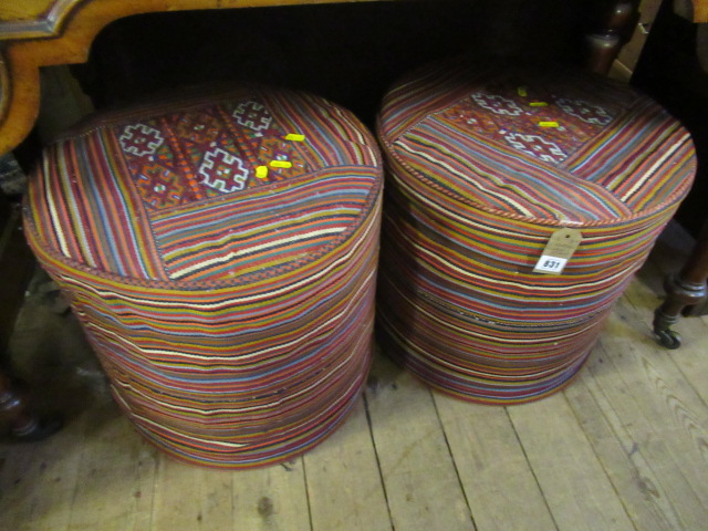 TWO EASTERN POUFFE STOOLS Image