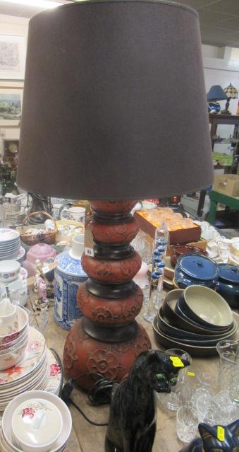 LARGE VINTAGE WEST GERMAN CERAMIC LAMP AND SHADE Image