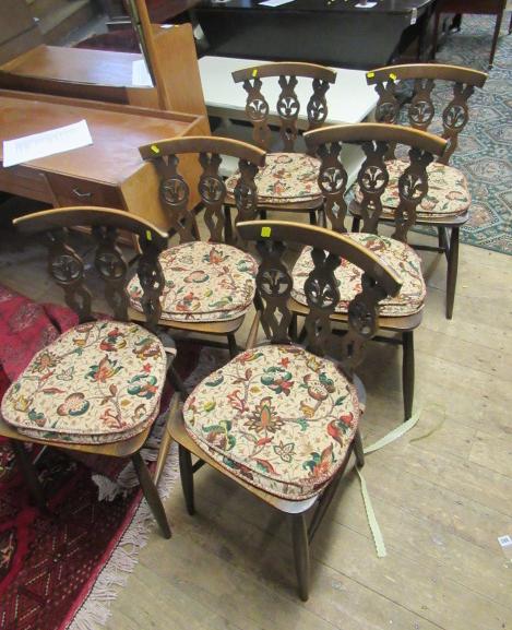 SIX ERCOL DINING CHAIRS Image