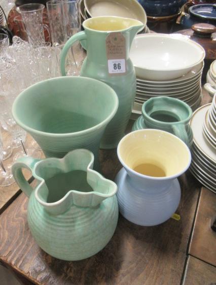 FIVE ART DECO RIBBED CERAMICS Image