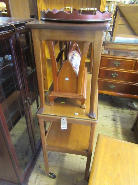 TEA TROLLEY SMALL TABLE MAGAZINE RACK AND TRAY Image