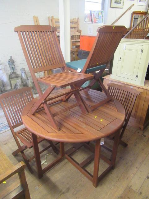 TEAK GARDEN TABLE AND FOUR CHAIRS Image