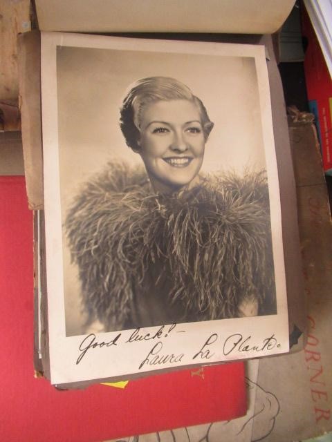 VINTAGE AUTOGRAPH ALBUM AND EPHEMERA WITH SIGNATURES OF LAURA LA PLANTE EDMUND GWEN AND MAX MILLER Image