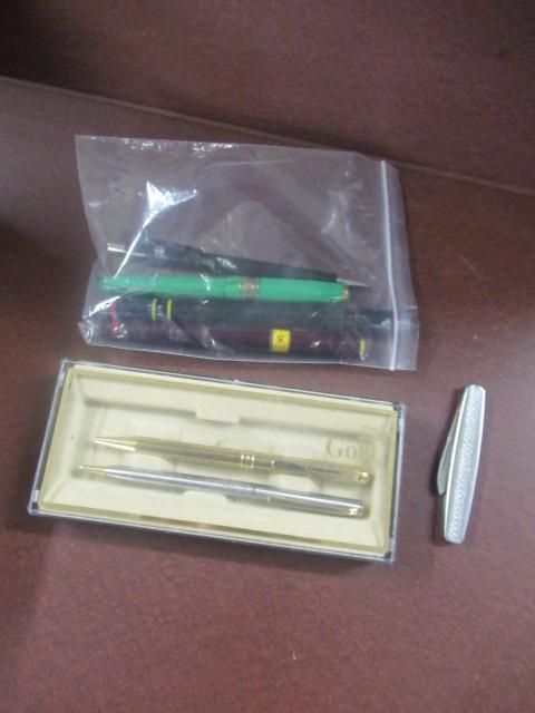 BOX OF PENS AND PEN KNIFE Image