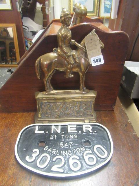 BRASS DOOR STOP AND LNER SIGN Image