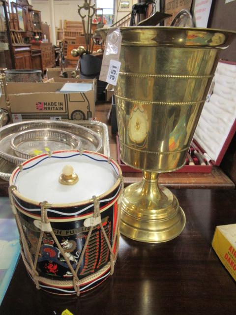 BRASS CHAMPAGNE BUCKET AND AN ICE BUCKET Image