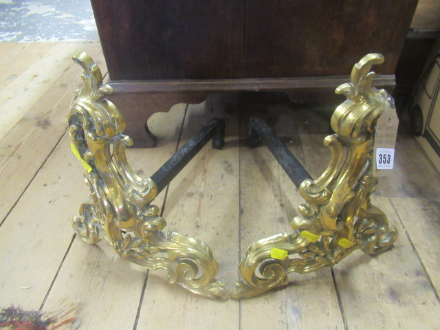 PAIR OF BRASS FIRE DOGS Image